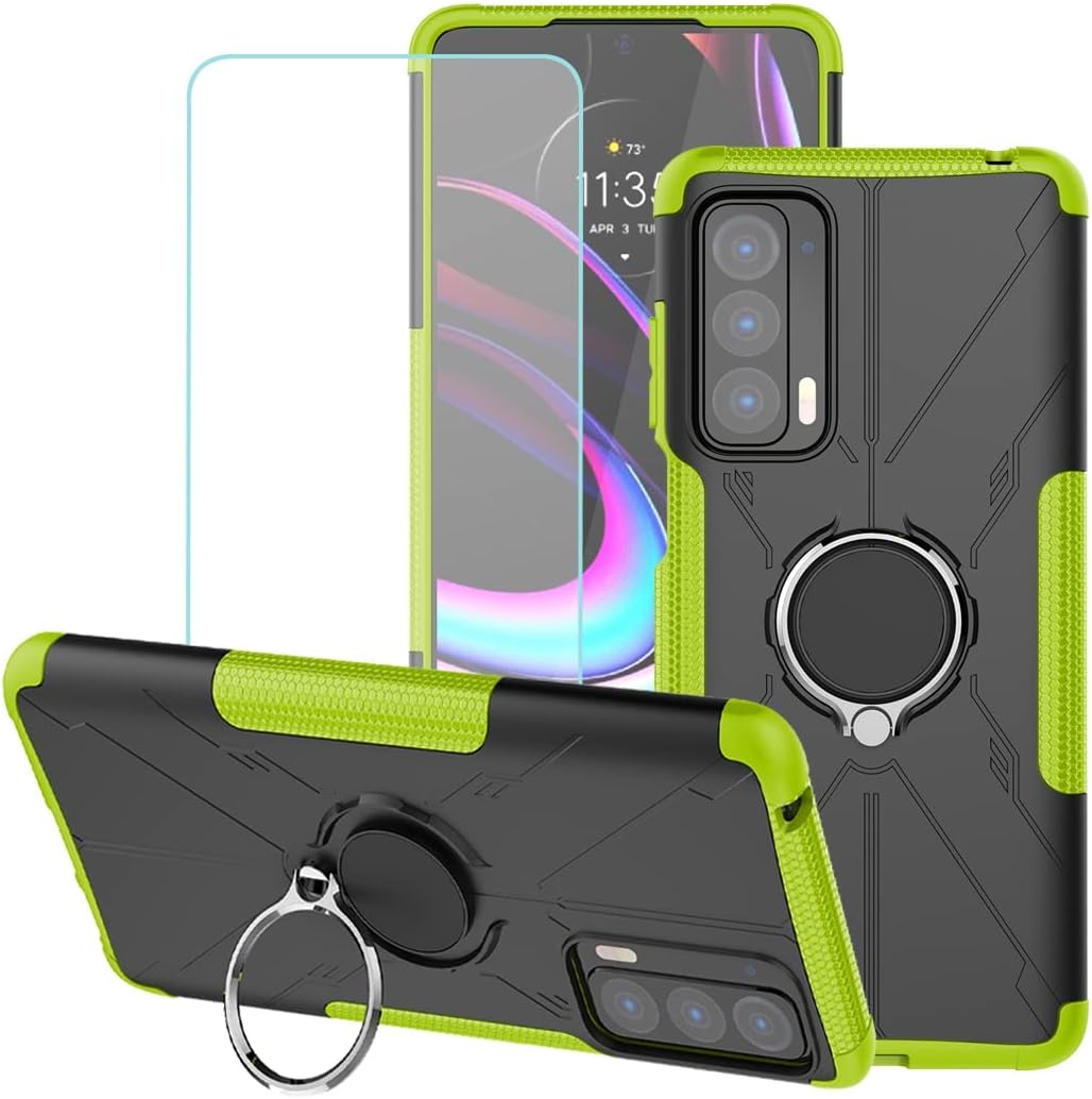 Funda compatible con Moto Edge 2021, Moto Edge 5G UW con protector de pantalla de vidrio templado, soporte magnético con soporte magnético para