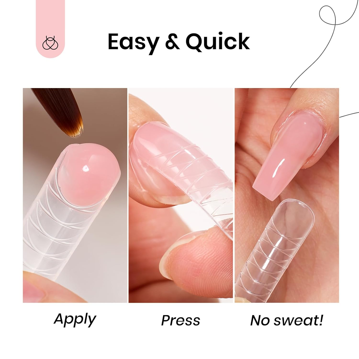 Beetles – Kit de extensión de uñas de polietileno con kit de luz UV, 6 colores transparente, blanco, rosa, verde, todo en uno, juego de uñas de gel