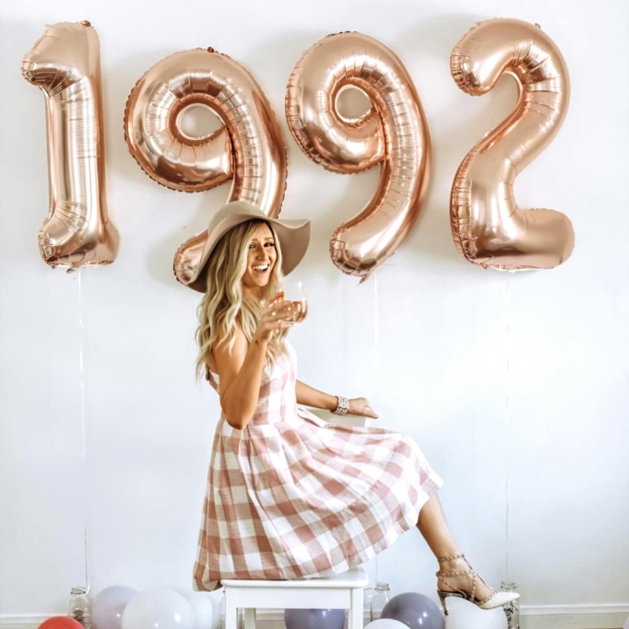 Globos de aluminio de Mylar de oro rosa con el número 18, globos gigantes de 40 pulgadas para niñas, globos de helio de número 1 y 8 de oro rosa