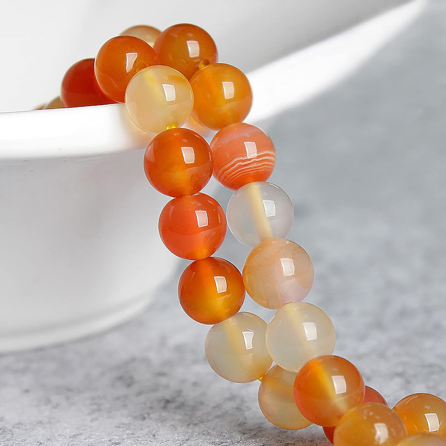 45 cuentas de ágata naranja de 0.315 pulgadas, cuentas de piedras preciosas naturales redondas sueltas para hacer joyas
