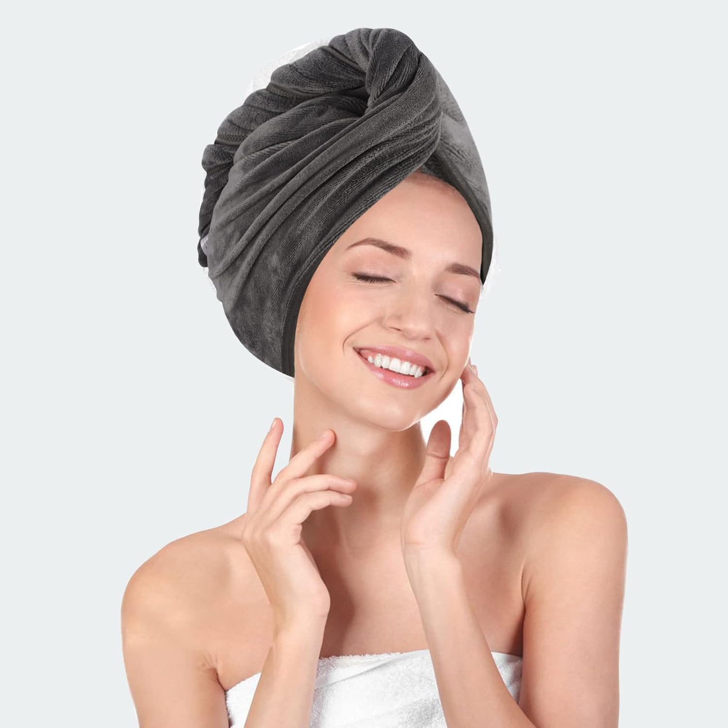 KinHwa Toalla de microfibra para el cabello, súper absorbente, de 28 x 12 pulgadas, toalla grande para cabello seco para mujeres, cabello húmedo