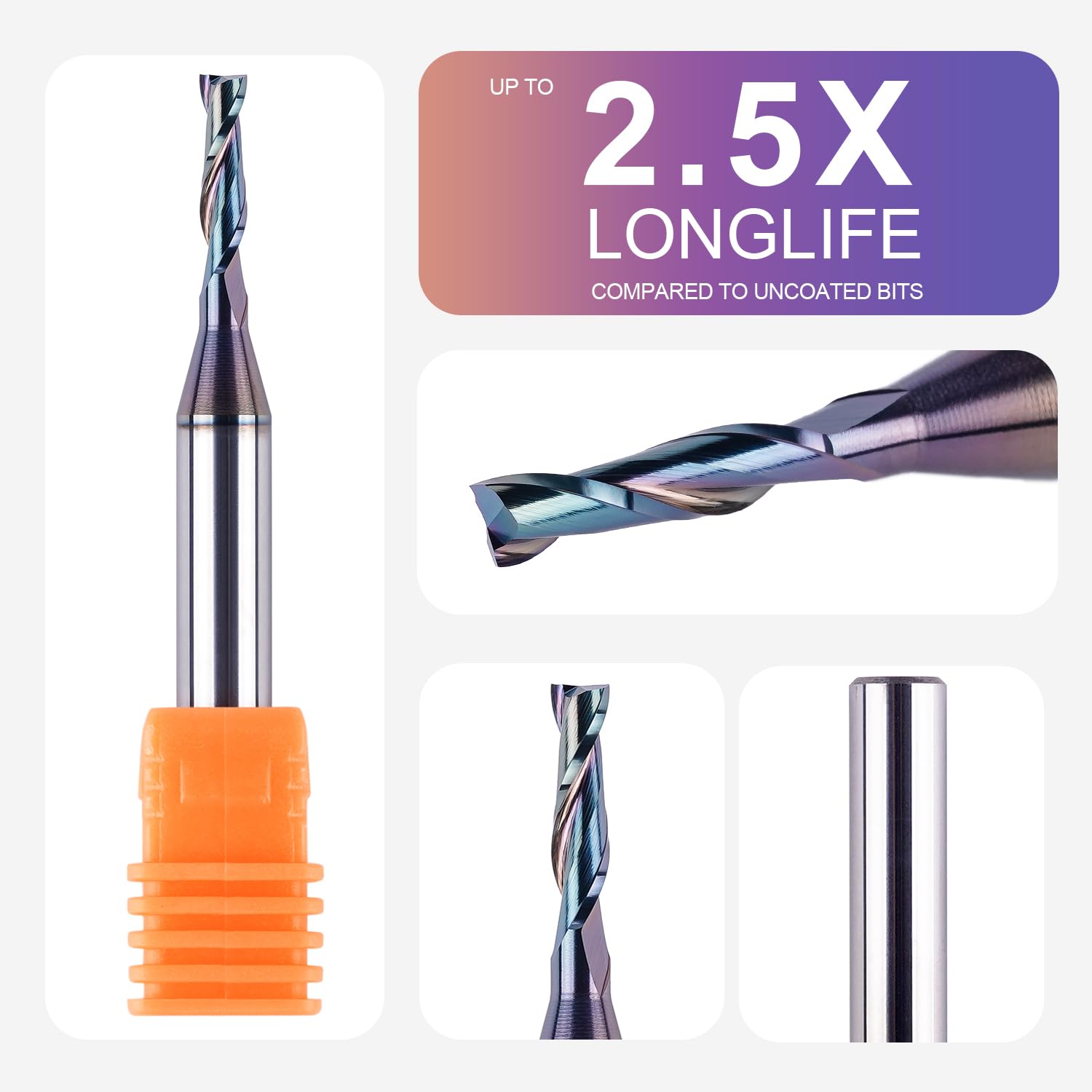 SpeTool Brocas de enrutador CNC de 18 pulgadas, vástago de 14 pulgadas con revestimiento de vida extra larga, longitud de corte de 12 pulgada,
