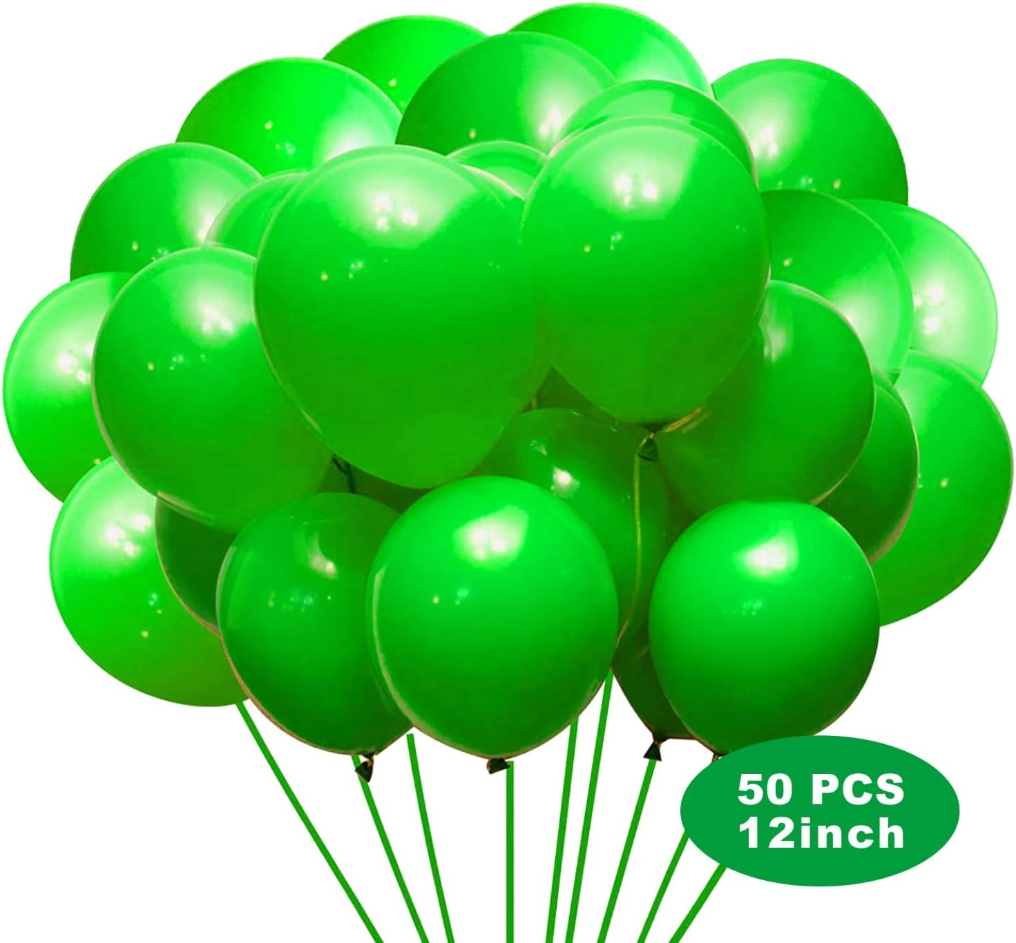 Paquete de 50 globos de color verde manzana brillante de 12 pulgadas, helio verde manzana brillante para fiesta de feliz cumpleaños, globos de látex