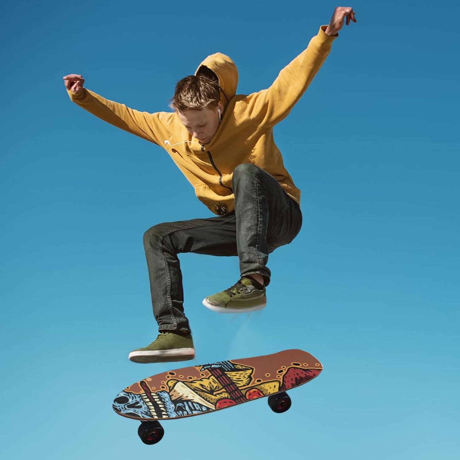 Famiho Blues Music – Cinta de agarre antideslizante para patineta, impermeable, 44 x 10 pulgadas, papel de lija
