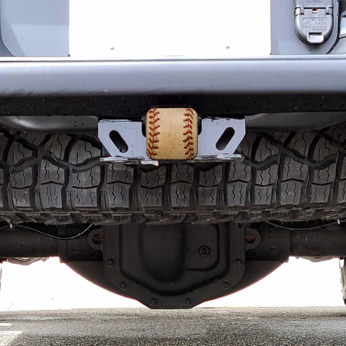 Beabes Fundas de enganche de remolque de béisbol, grunge deportivo de cuero desgastado, cubierta de enganche de remolque de 2 pulgadas, tapa de