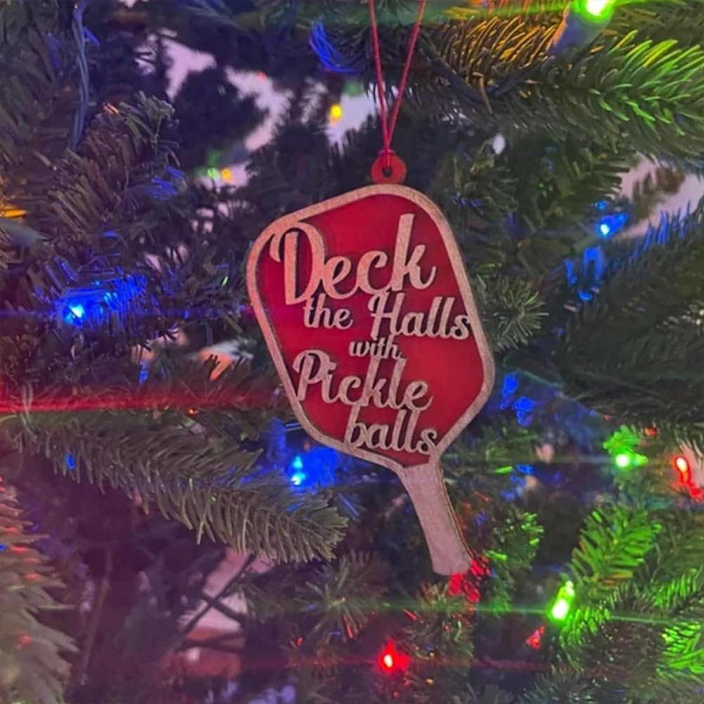 Adorno de Pickleball, adorno de Navidad de pickleball, adorno de madera de Navidad, adorno de Navidad de pickleball, adorno de regalo de bolas de