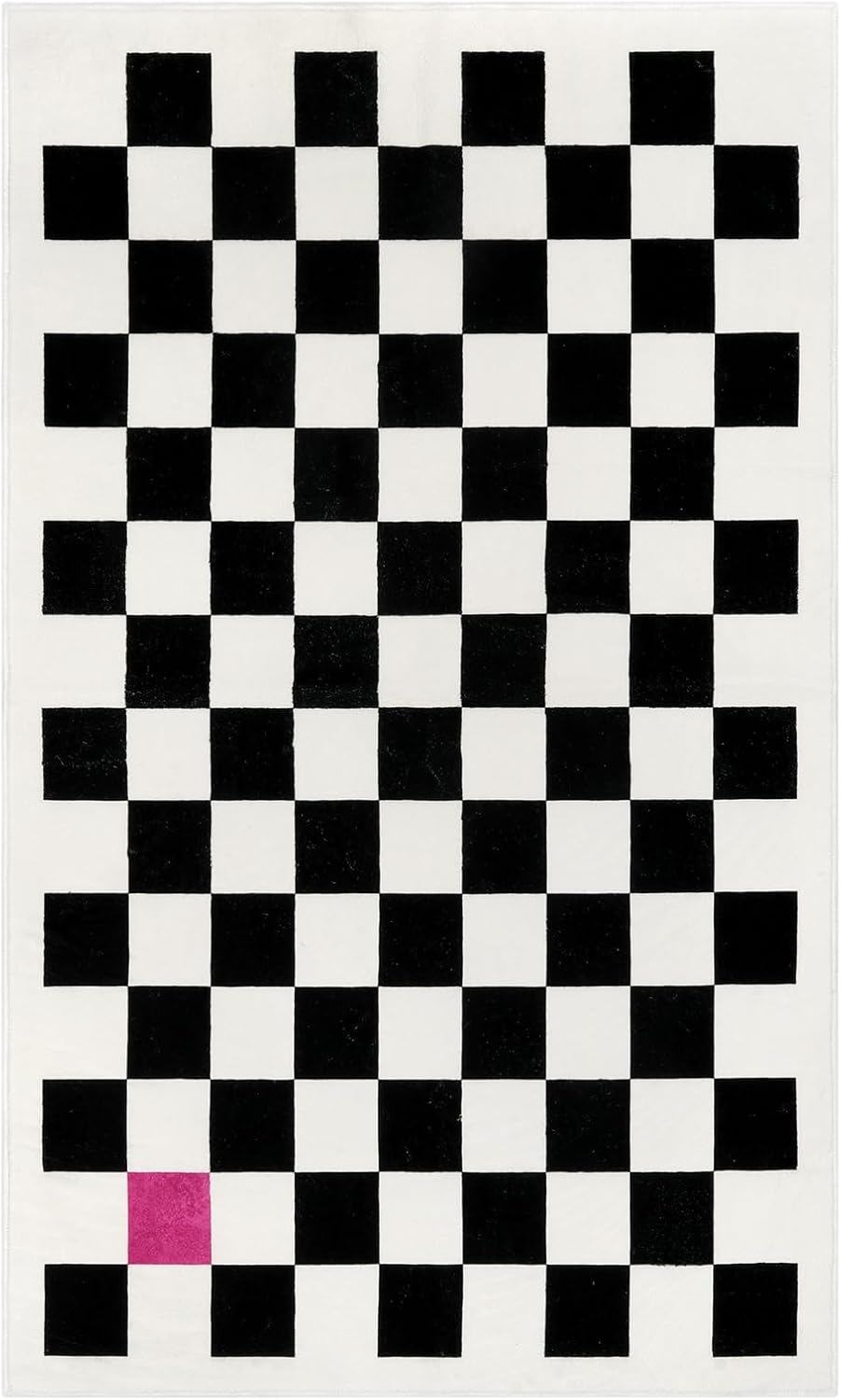 Wonnitar Alfombra de área lavable a cuadros de 3 x 5 pulgadas, antideslizante en blanco y negro, alfombra pequeña y moderna de enrejado bohemio para