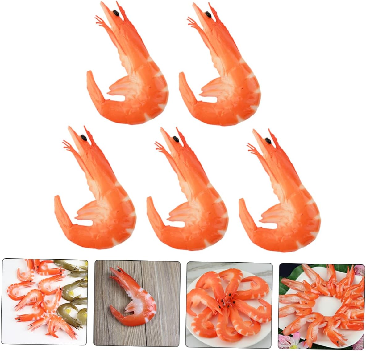 5 piezas de camarón artificial mini juguete Halloween accesorios mini juguetes para niños modelo de camarón falso simulación pescado carne mariscos