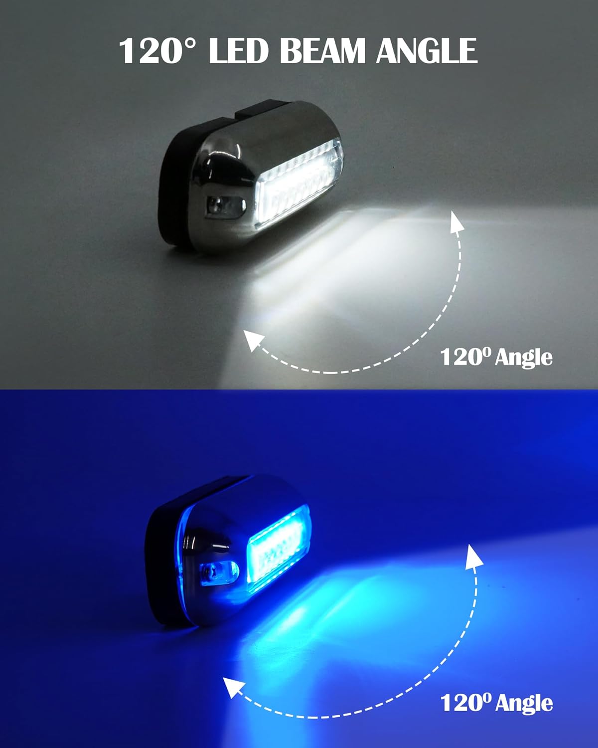 Luz submarina impermeable para barco, luz LED de acero inoxidable, 27 LED CC 10-36 voltios, luces de barcos azules y blancas, IP68, montaje en