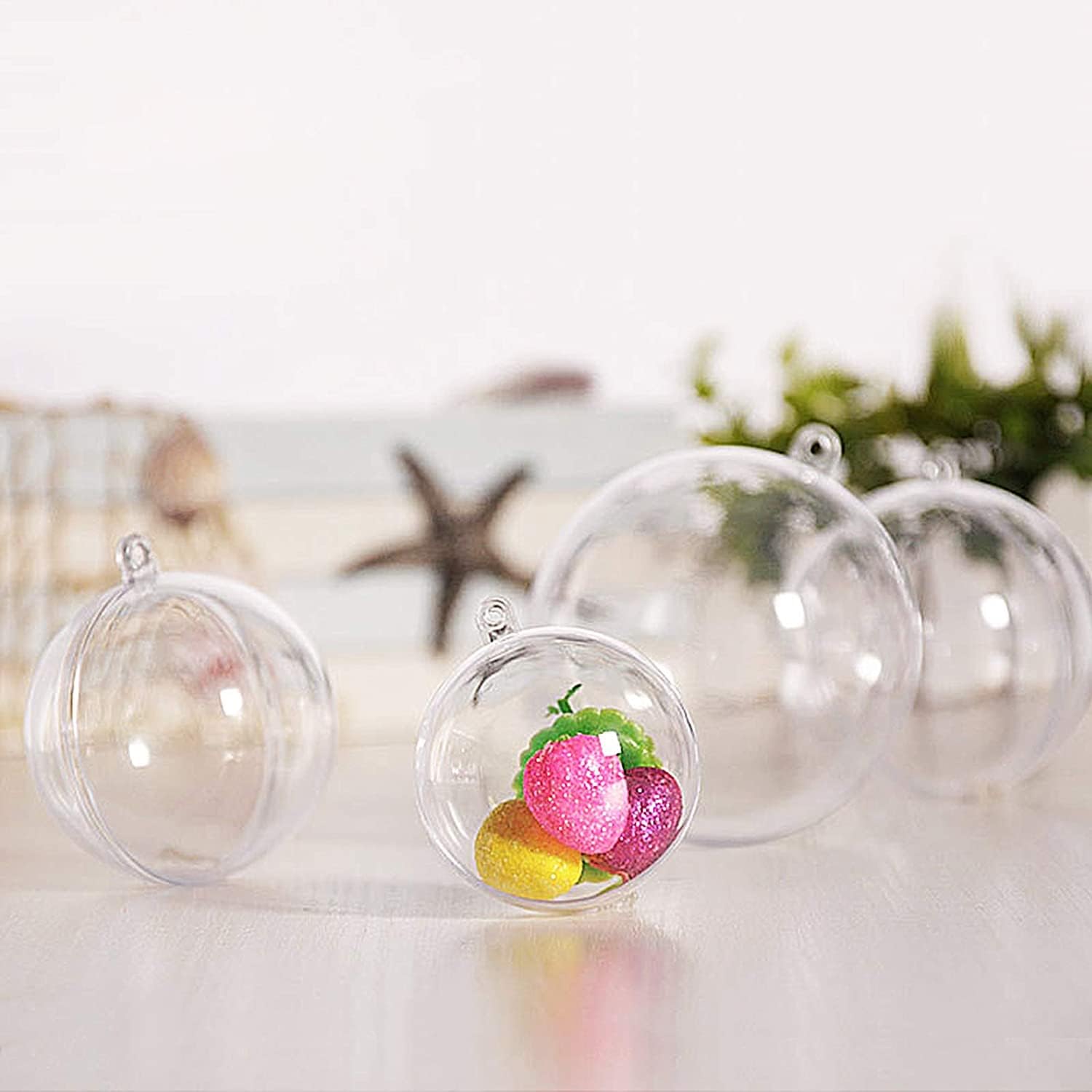 ZHMTang Esferas rellenables de plástico transparente para bricolaje, bola de plástico transparente acrílico para decoración de bodas, fiestas (3.94