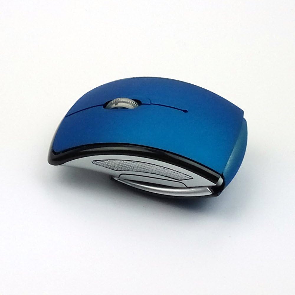 Ratón inalámbrico plegable 2.4GHz para el ratón de la computadora de la PC Ratones plegables plegables USB 2.0 receptor para PC portátil azul