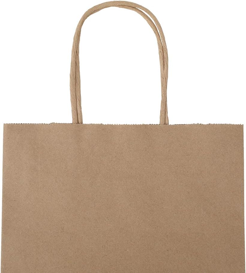 bagmad Cada 100 bolsas de papel de regalo marrón y verde de 8 x 4.75 x 10 pulgadas con asas