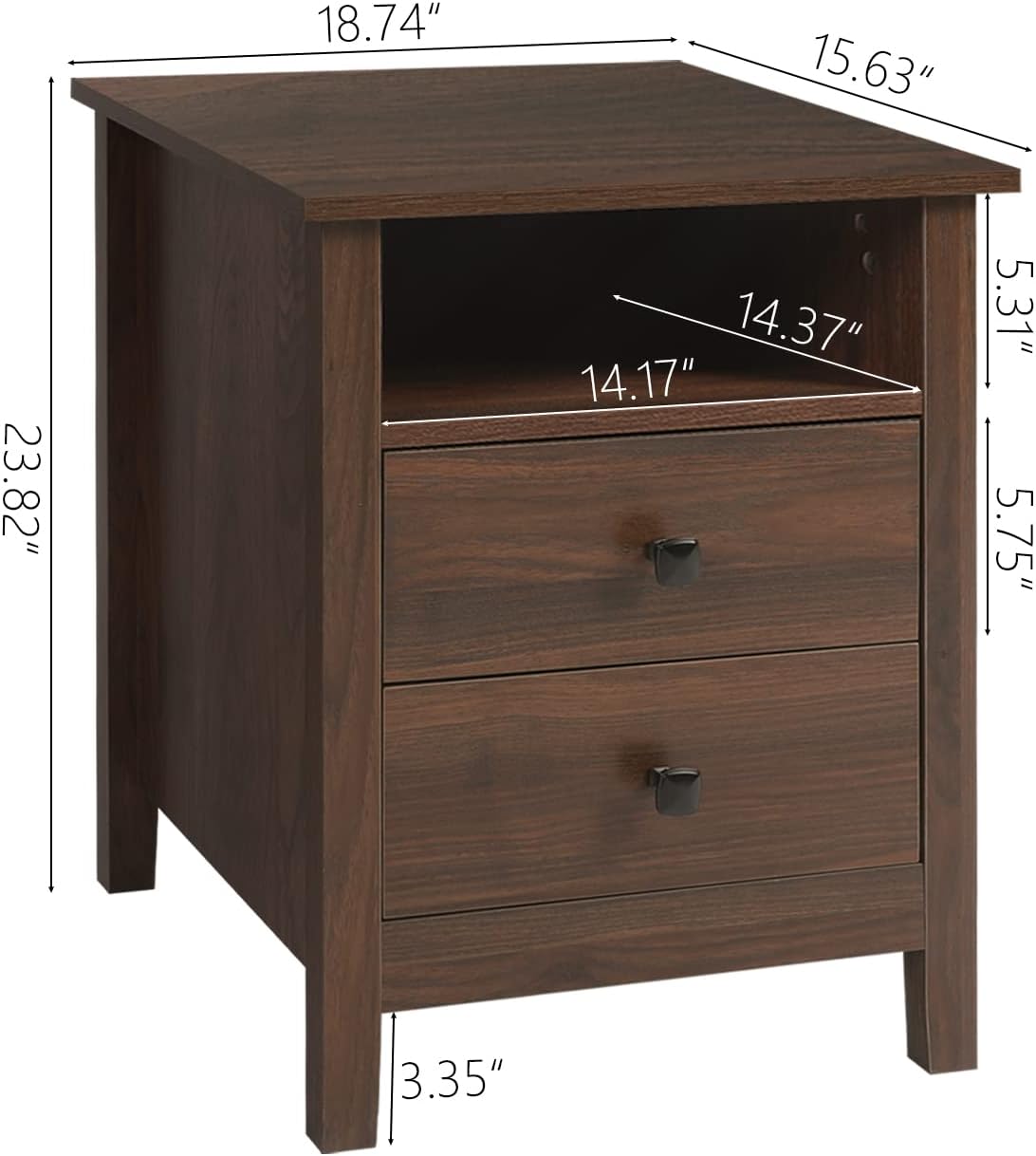 Vikiullf Mesitas de noche para dormitorio, juego de 2 mesitas de noche de madera, mesita de noche, mesita de noche con cajones, muebles de
