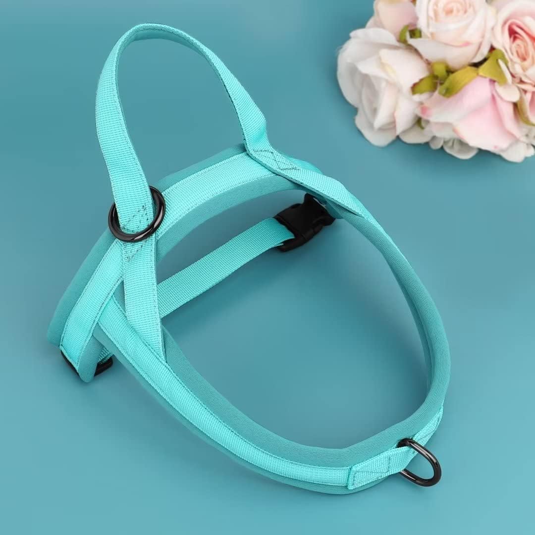 Beirui Arnés sin tirones para perros pequeños y medianos, arnés de neopreno suave de ajuste rápido con clip frontal duradero y clip trasero, ligero