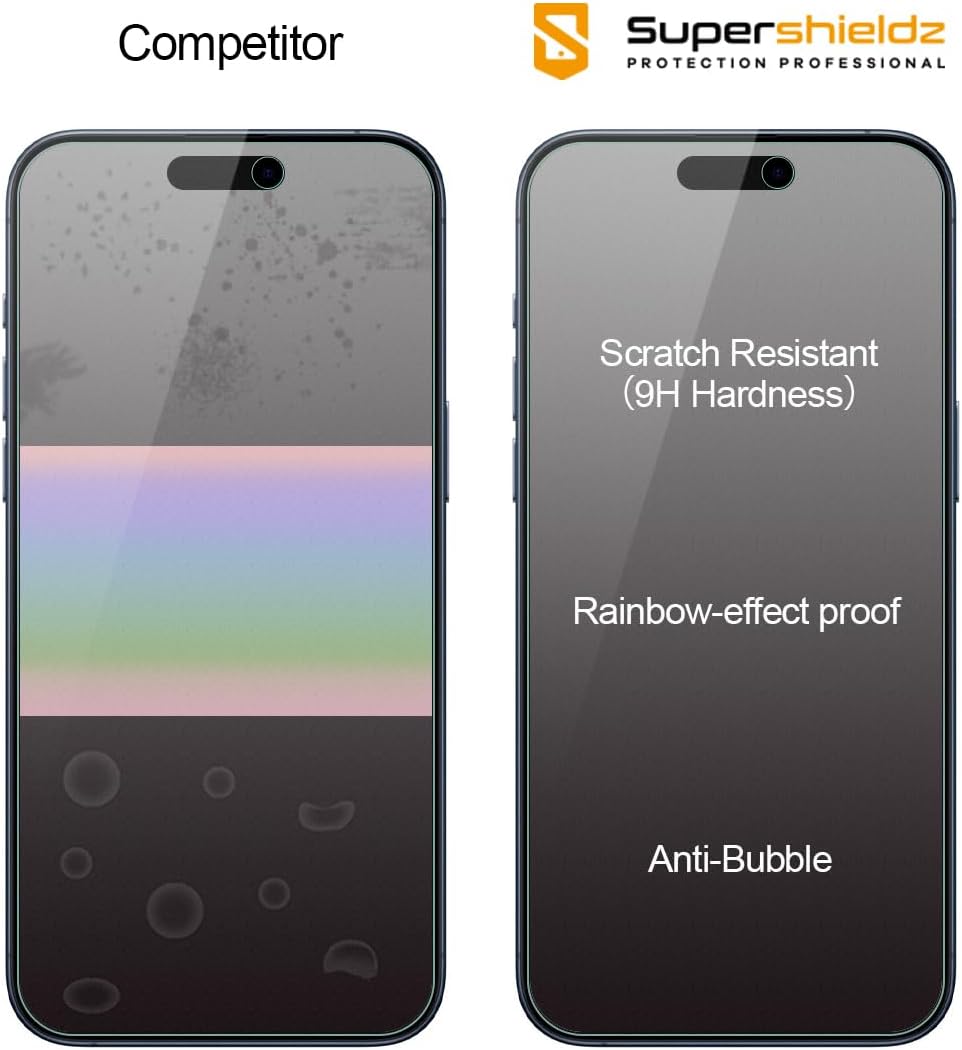 Supershieldz Paquete de 2 protectores de pantalla antirreflejos (mate) diseñado para iPhone 15 Pro Max (6.7 pulgadas), vidrio templado, antihuellas,
