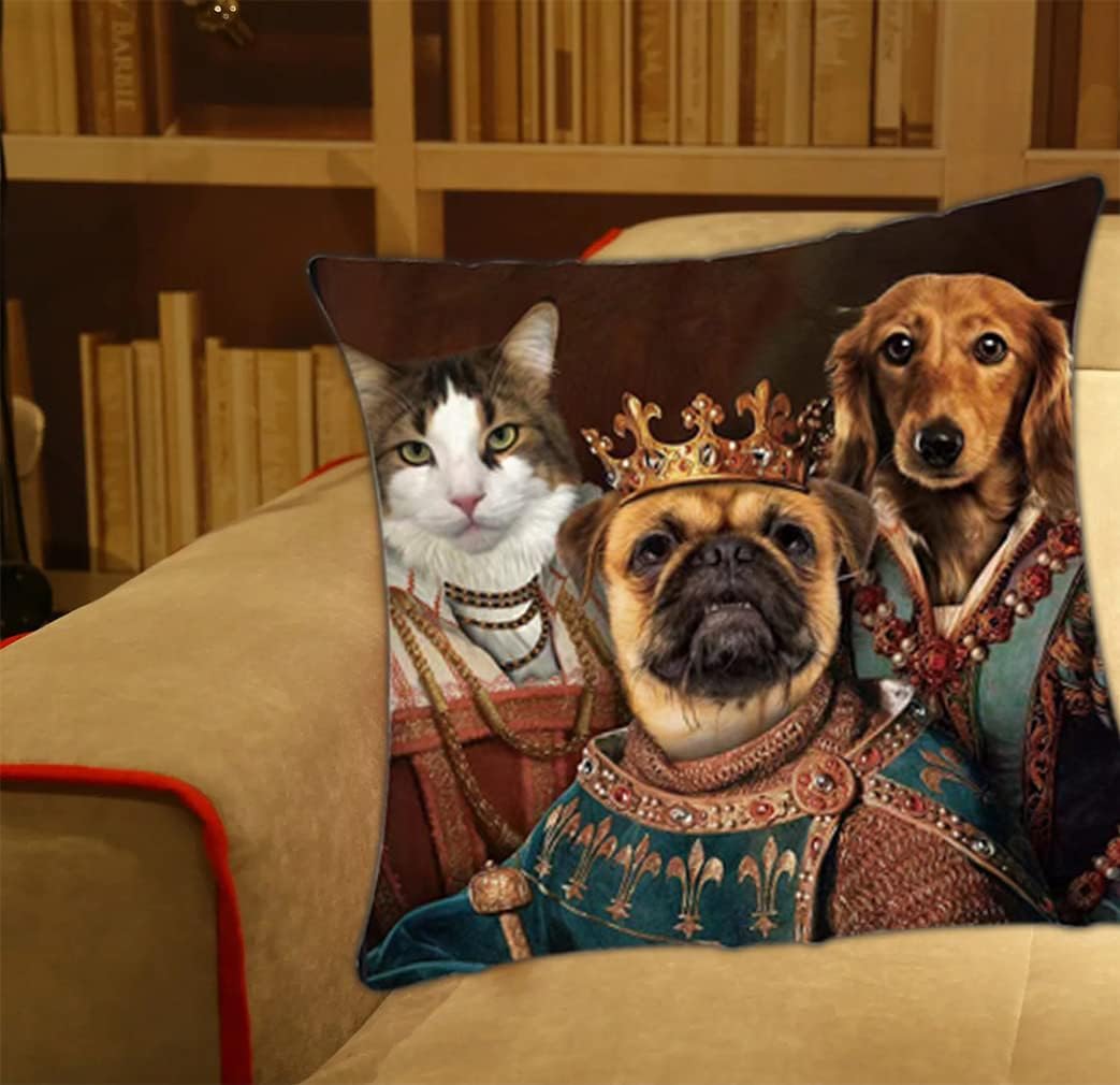 Divertida funda de almohada con diseño de retrato de mascota, gato y perro, funda de almohada para auto, sofá, oficina, cama, habitación, decoración