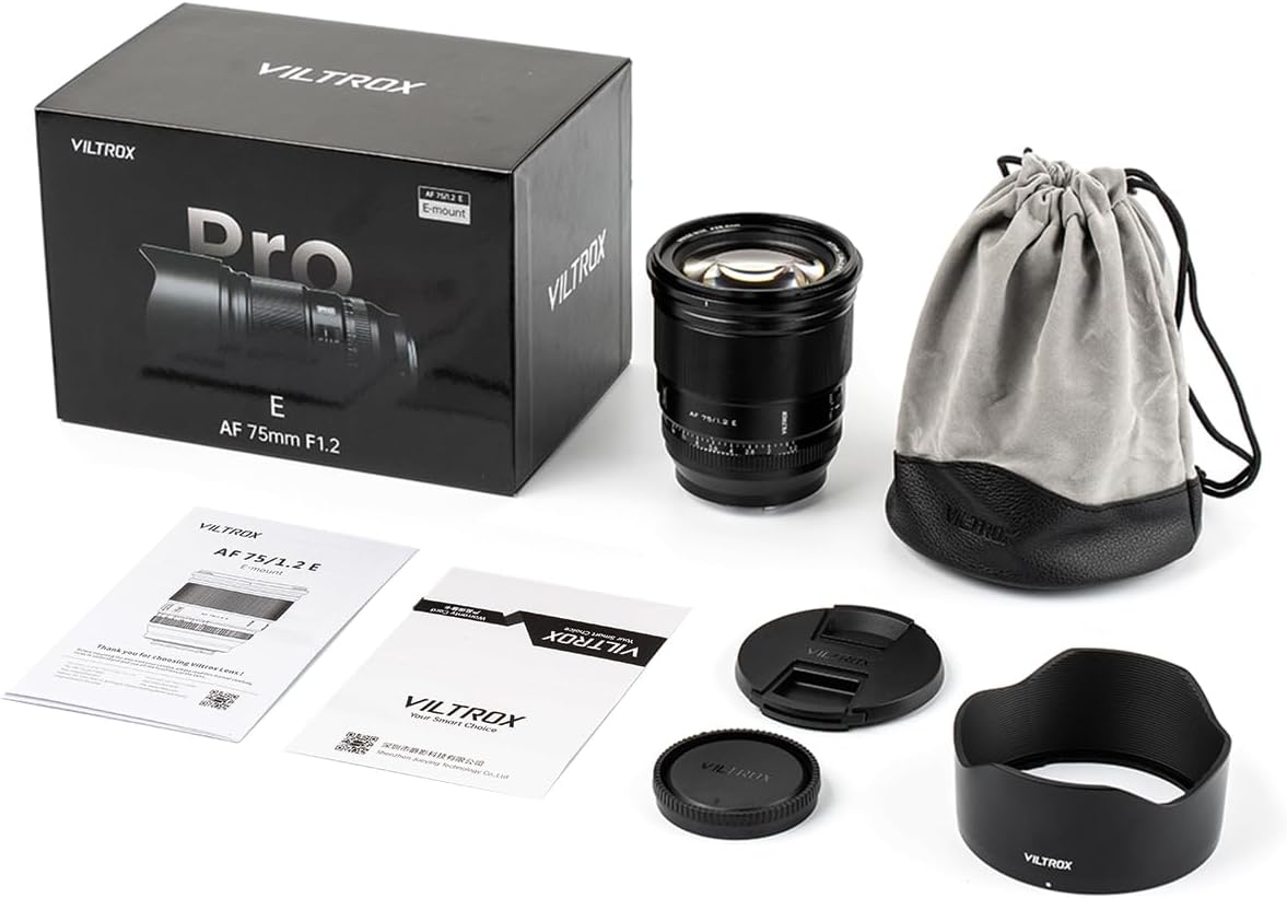 VILTROX Lente EF de 2.953 in f1.2 F1.2 PRO EF para Sony E-Mount Ultra Gran Angular APS-C Auto Focus Prime Lens Compatible con cámaras Sony E-Mount