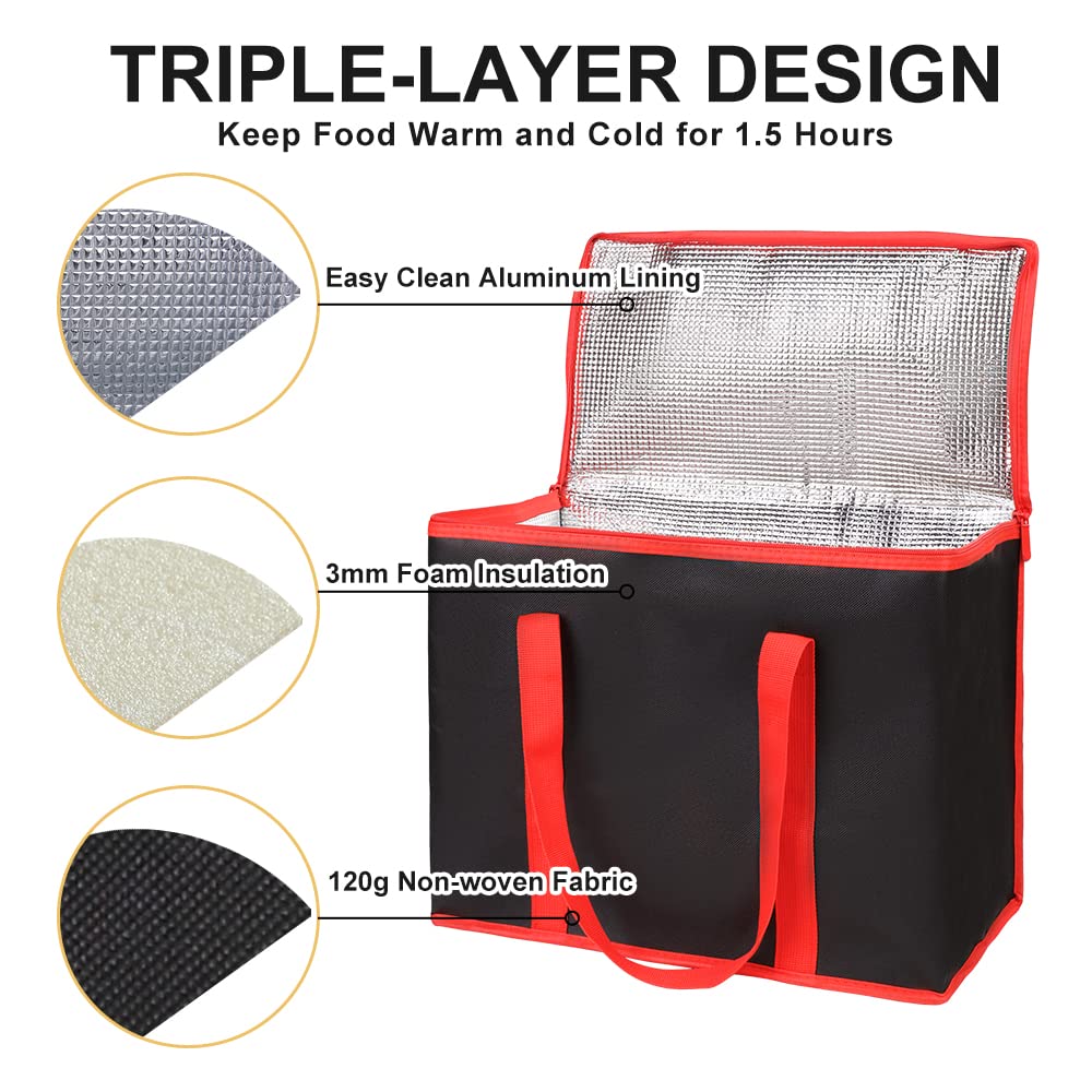 CIVJET Paquete de 1 bolsas de comestibles reutilizables aisladas, bolsa de entrega de alimentos con aislamiento XL para DoordashCateringUber