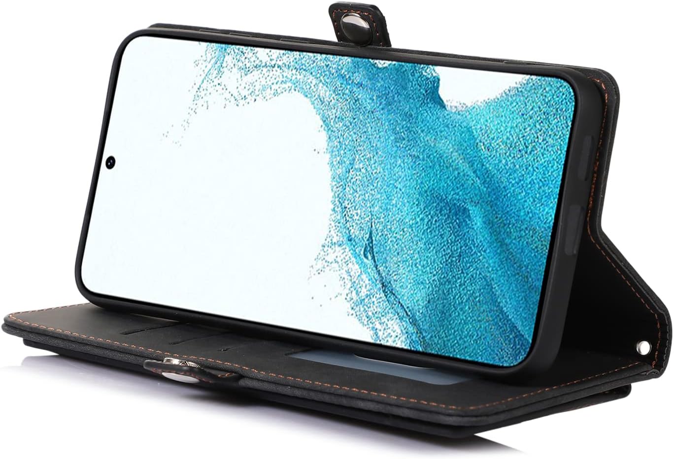 Asuwish Funda de teléfono para Samsung Galaxy S23 5G con protector de pantalla de vidrio templado y cremallera abatible de cuero, soporte para