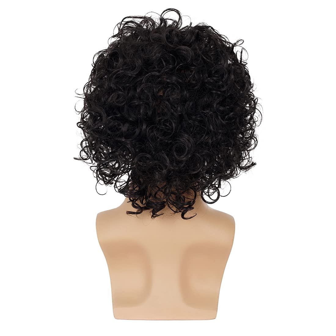 Wiwige Peluca rizada corta para hombre, peluca sintética negra para hombre, disfraz de Halloween de California, peluca de aspecto húmedo