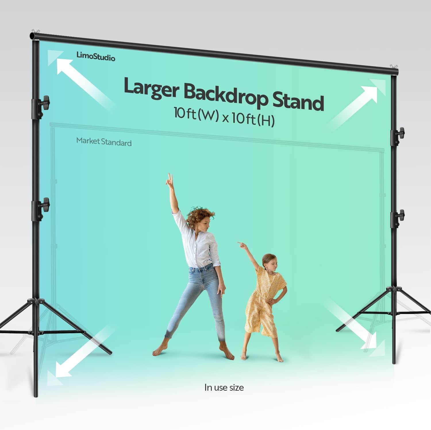 LimoStudio AGG1111 – Soporte de fondo grande de 10 x 10 pies, soporte de fondo más fuerte y pesado, sin tambaleo, sin sacudidas, accesorio completo