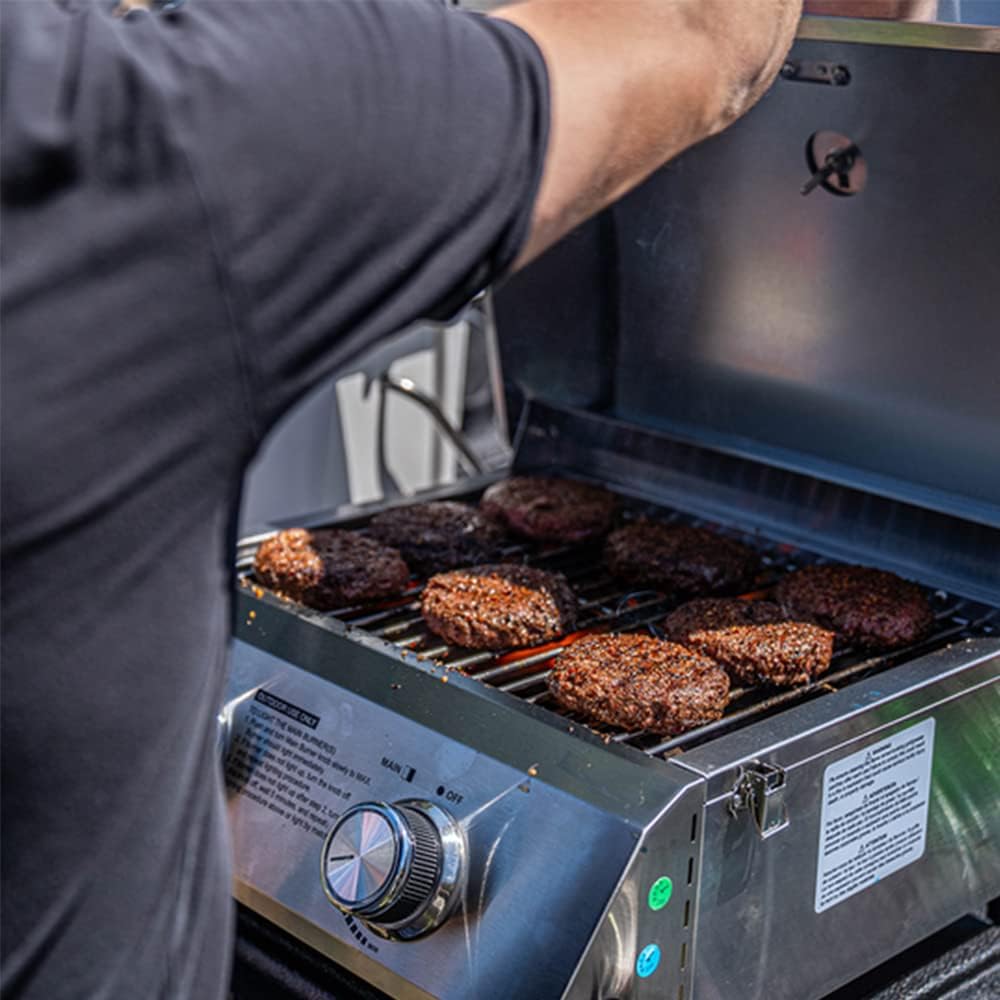 Monument Grills Parrilla de gas propano de mesa para acampar portátil al aire libre Cocinar con cubierta de barbacoa (2 artículos)
