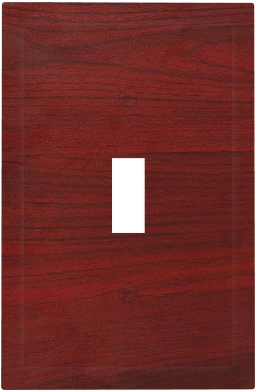 Prístine Farmhouse – Placa de interruptor de luz de 1 cuadrilla con impresión plana de madera color rojo y marrón para decoración de pared de una