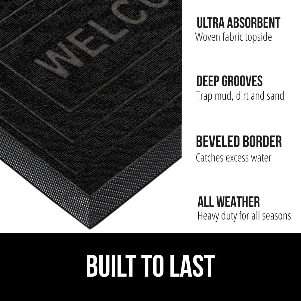 Gorilla Grip WeatherMax – Tapete para todas las estaciones 100% impermeable, 17×29 pulgadas, goma natural duradera, resistente a manchas y