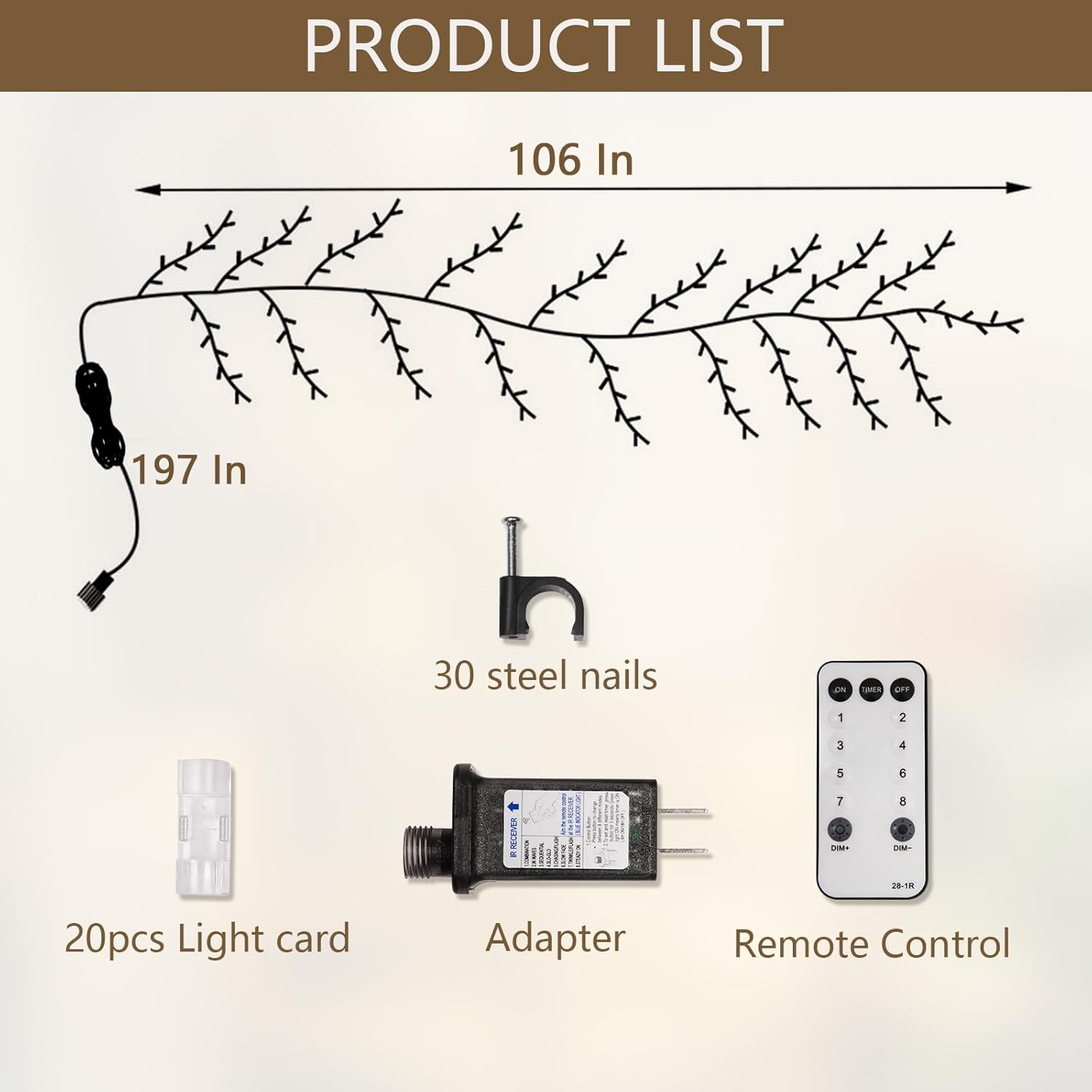 160 luces LED de vid de 9 pies para decoración de habitación con control remoto, 8 modos y temporizador, plantas de interior, flores, árbol de