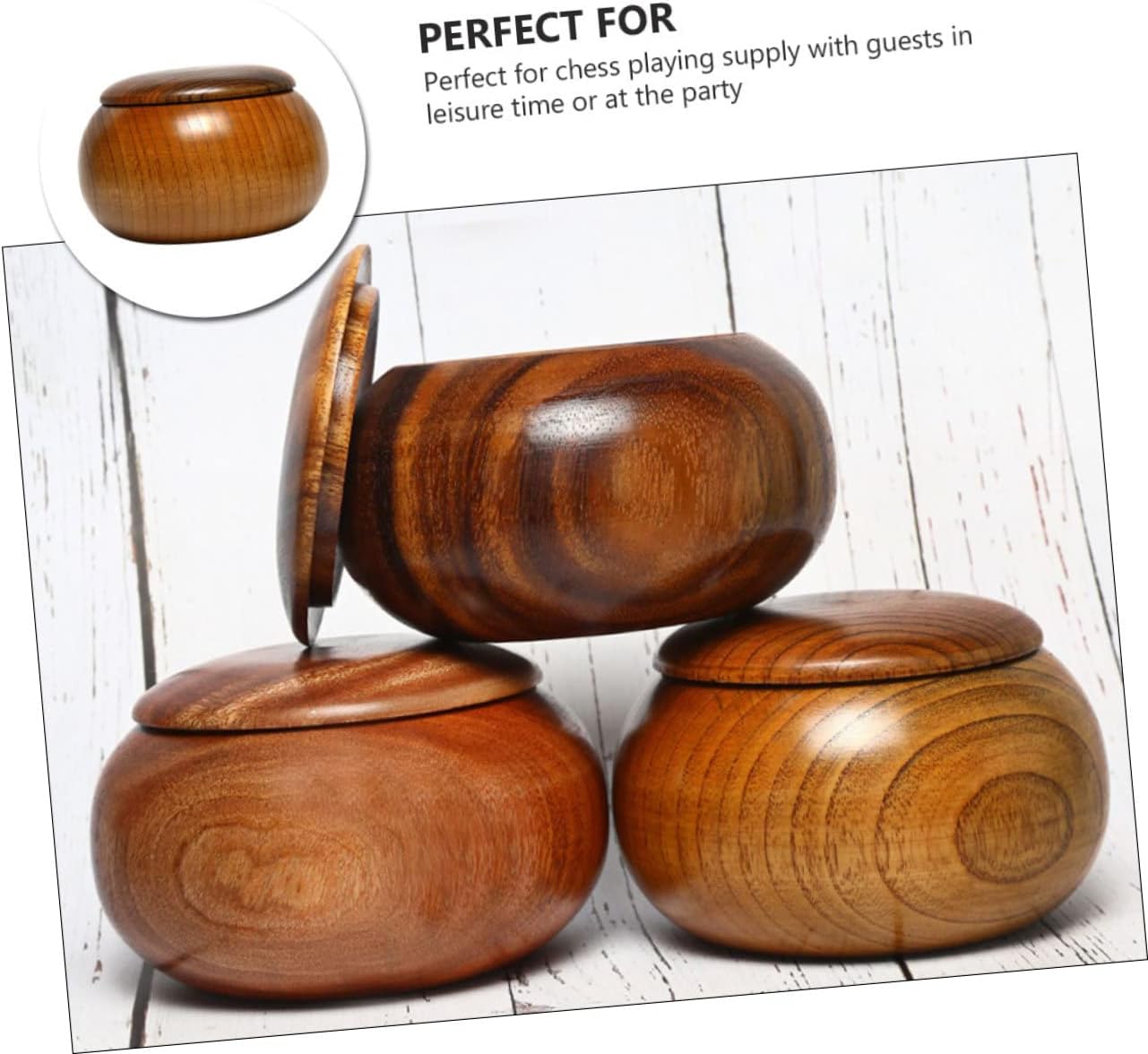 Abaodam 1pc Jujube Wood Go Jar Chess Bowl Chess Game Supply Formula Container Bamboo Storage Jar Go Game Board Jujube Bowl Wood Serving Bowl Double