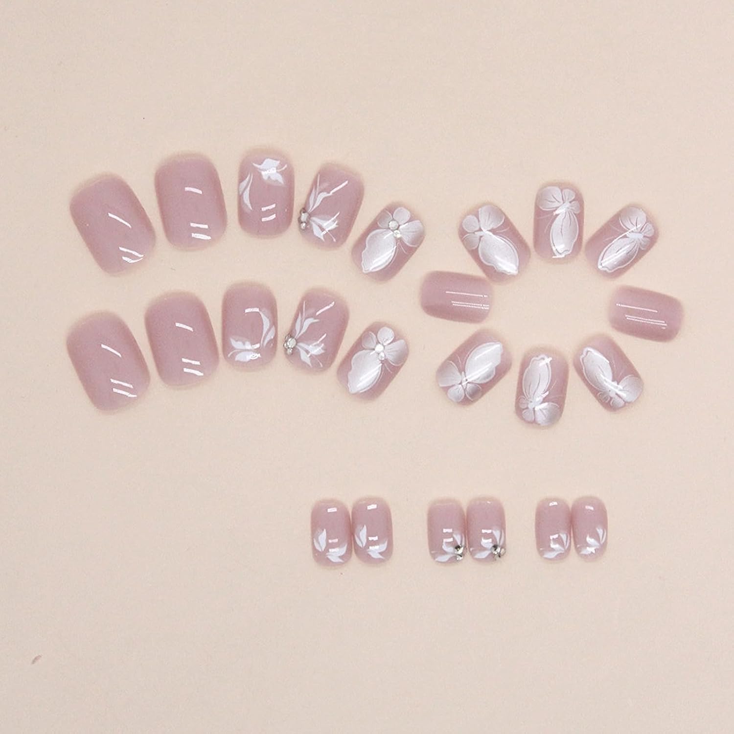 MISUD Uñas postizas cuadradas cortas a presión, uñas postizas cuadradas brillantes con pegamento en uñas cuadradas, uñas acrílicas cromadas, uñas