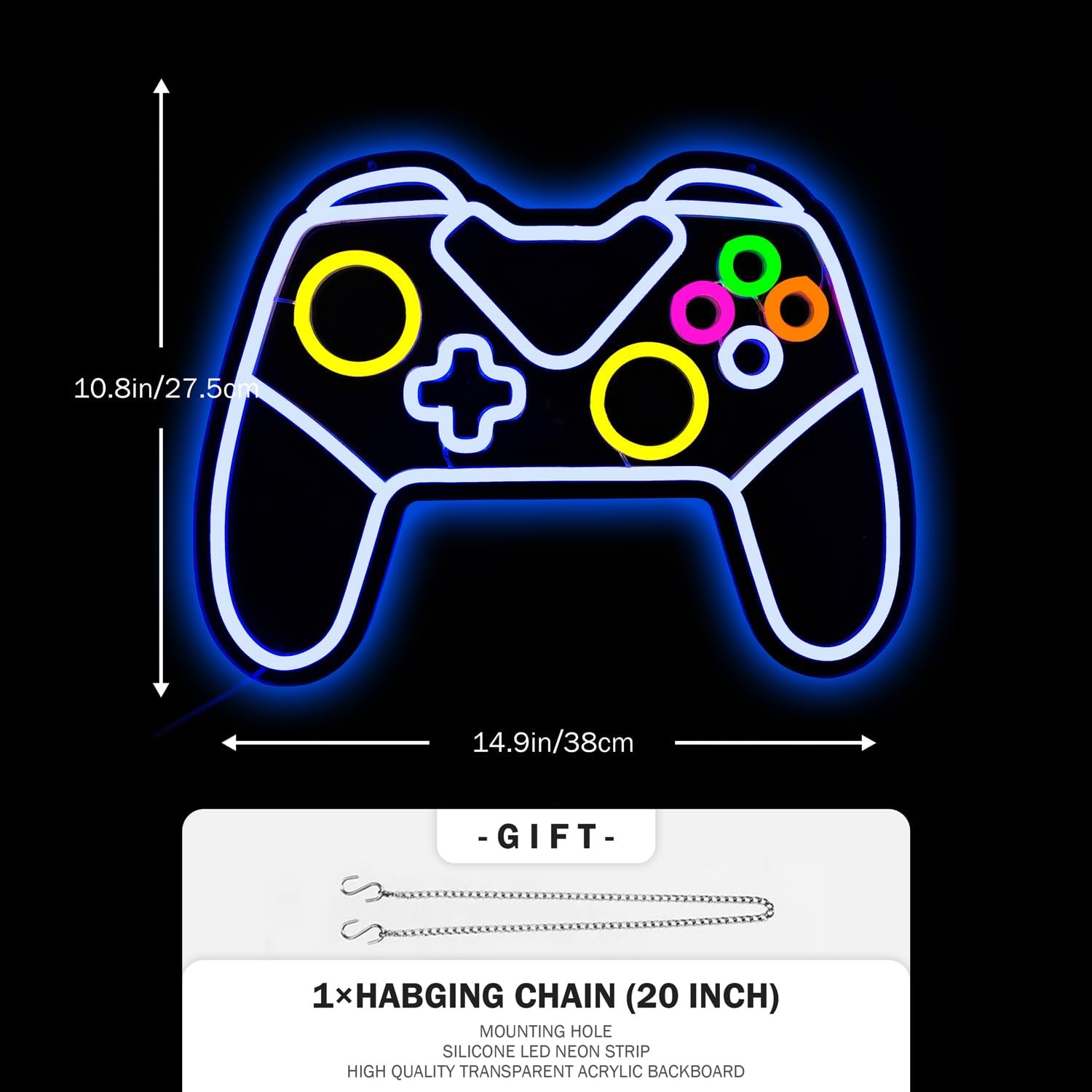 Letrero de neón para videojuegos, luces de neón para videojuegos, controlador de control de gamepad para decoración de sala de juegos, letreros