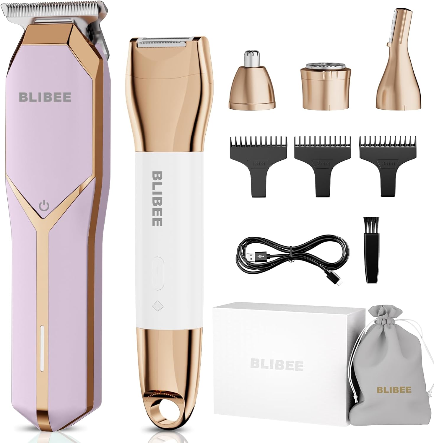 BLIBEE Cortapelos y recortadora de bikini para mujer, cortaúñas eléctricas impermeables y juego de recortadora de bikini 4 en 1, recortadora de pelo