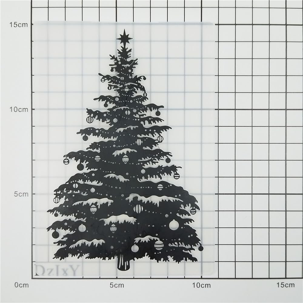 DzIxY Carpetas de plástico en relieve para árbol de Navidad, suministros de fabricación de tarjetas, plantillas de álbum de recortes 3D, plantillas