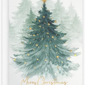 The Gallery Collection, Paquete de 25 tarjetas, tarjetas de Navidad con sobres forrados de papel de aluminio (bosque de Navidad de acuarela), para The Gallery Collection, Paquete de 25 tarjetas, tarjetas de Navidad con sobres forrados de papel de aluminio (bosque de Navidad de acuarela), para