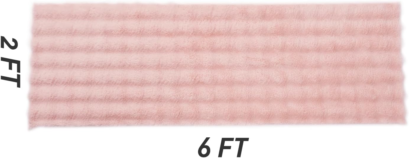 Alfombra de piel sintética esponjosa de color rosa, de 2 x 6 pies, alfombra de pelo de oveja ultrasuave, para dormitorio, sala de estar, chimenea,