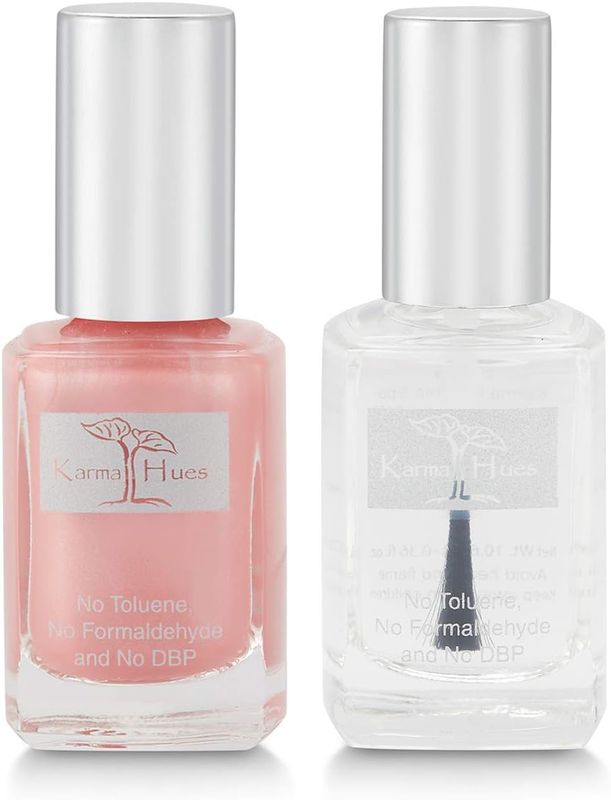 karma organic Esmalte de uñas de color natural con triple capa base 5, tratamiento de uñas no tóxico, vegano, libre de crueldad animal