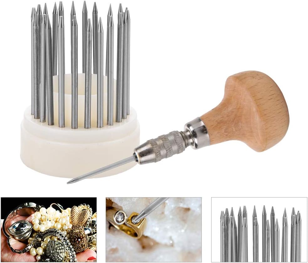 Juego de 23 herramientas de abalorios de ajuste de diamante, herramientas de abalorios Graver Beader para joyería de piedra de diamante herramienta
