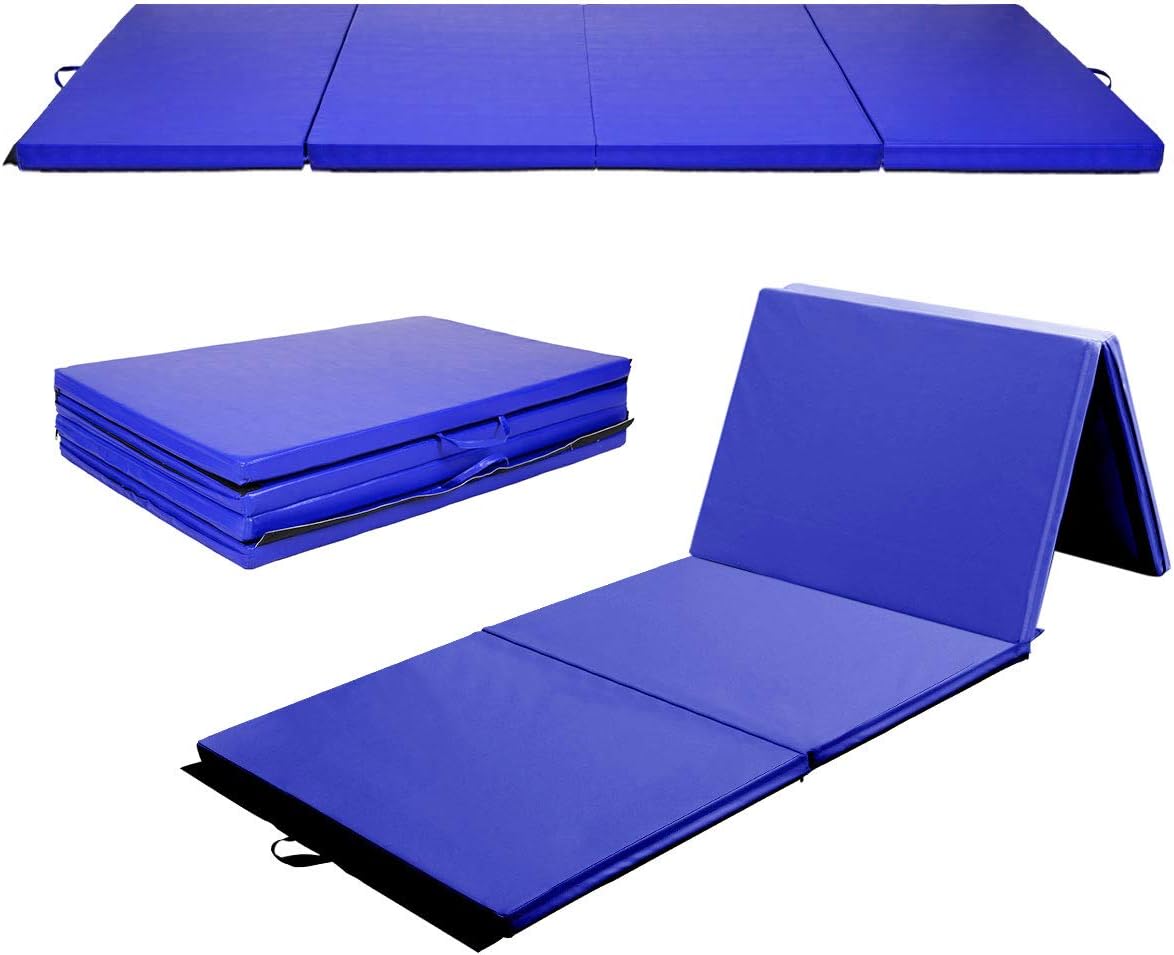 Giantex Colchoneta de gimnasia de 4 x 8 pies, alfombrilla plegable de 2 pulgadas de grosor con asas de transporte, alfombrilla de gimnasio plegable