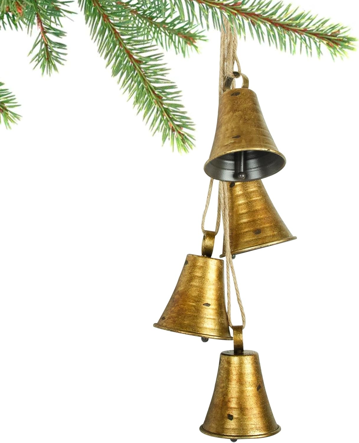 Styleonme Campanas decorativas, campanas de decoración de Navidad, campanas de bendición de metal para interiores y exteriores, juego de 4 campanas