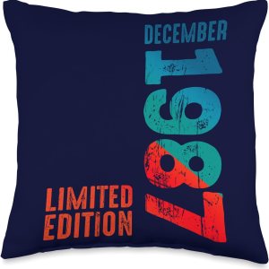 Limited Edition December Year Retro 1987 Throw Pillow, 16×16, Multicolor Limited Edition December Year Retro 1987 Throw Pillow, 16×16, Multicolor