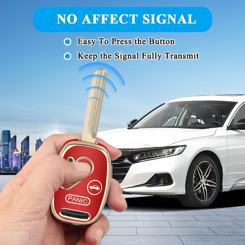 MILD EAST Funda para llavero Honda con llavero, funda protectora para llave de automóvil para Honda Accord 2003-2012  Civic 2006-2013  Pilot