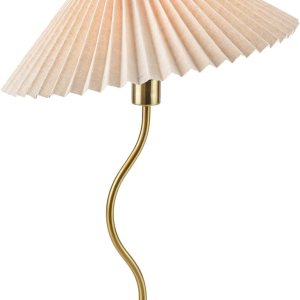 KUNJOULAM Lámpara de mesa plisada pequeña, lámpara de mesita de noche con pantalla beige, mini lámpara Morden para decoración de dormitorio, oficina KUNJOULAM Lámpara de mesa plisada pequeña, lámpara de mesita de noche con pantalla beige, mini lámpara Morden para decoración de dormitorio, oficina