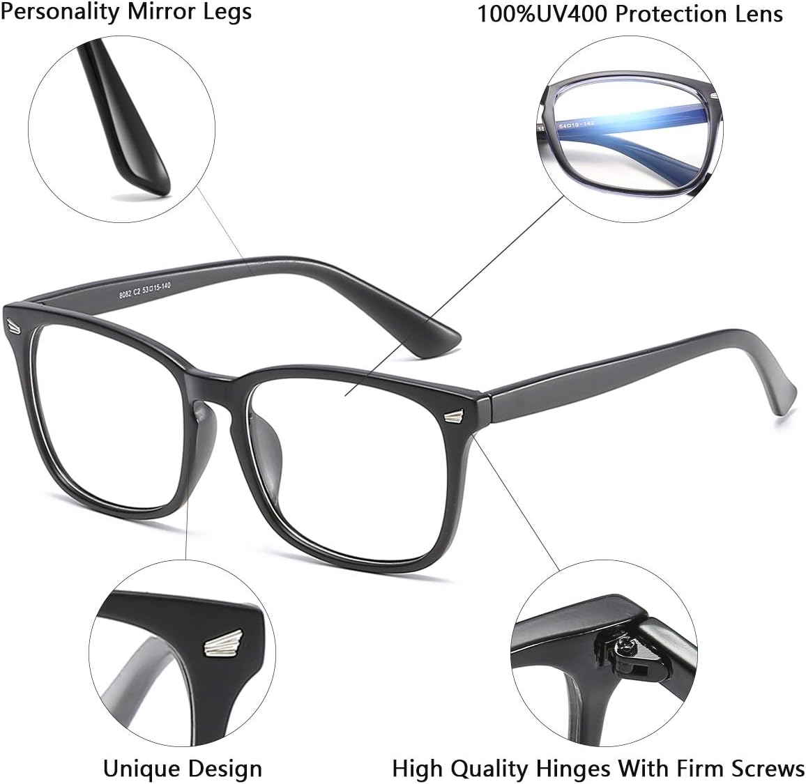 VEOFEMLEA Gafas cuadradas antiluz azul para protección ocular mejorada con bloqueo de luz azul para mujeres y hombres