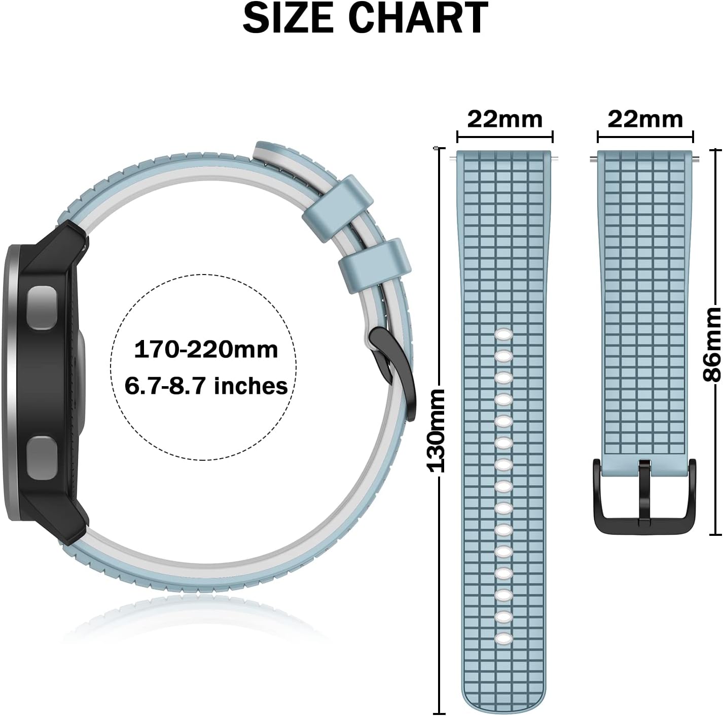 ISABAKE Correa de reloj compatible con Garmin Vivoactive 4Samsung Galaxy Watch de 1.811in, 0.866in, correas de silicona para Ticwatch Pro S2E2Venu