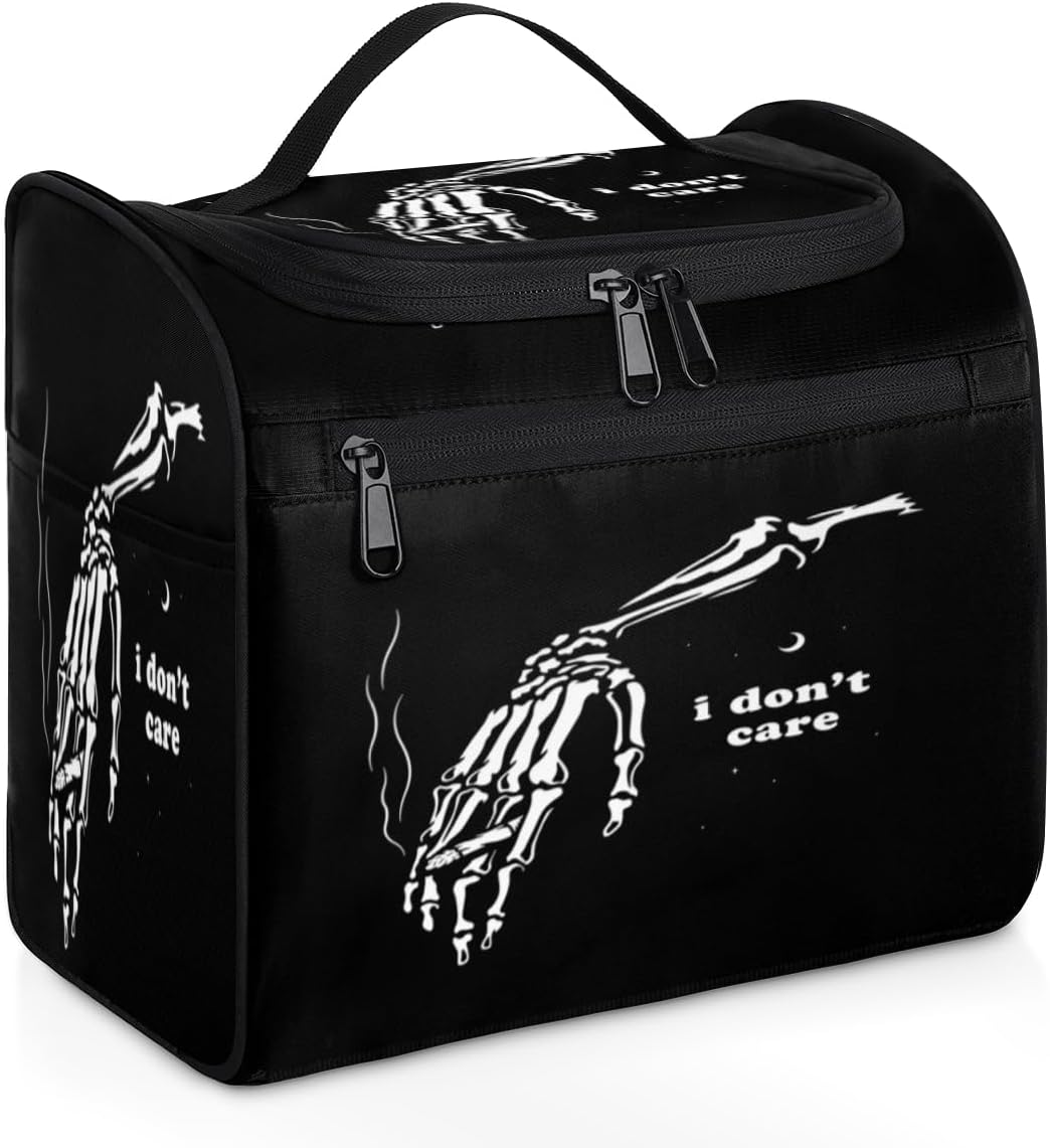 Day Of The Dead Skull Pattern Toiletry Bag for Women Travel Makeup Organizer with Hanging Hook Traveling Cosmetic Bags for Toiletries Accessories