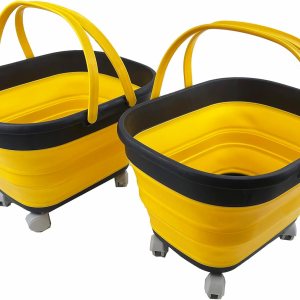 SAMMART Cesta plegable de 17 L con asa, cesta de picnic portátil al aire librecráter con ruedas giratorias de 360, bolsa de compras plegable, ahorro SAMMART Cesta plegable de 17 L con asa, cesta de picnic portátil al aire librecráter con ruedas giratorias de 360, bolsa de compras plegable, ahorro