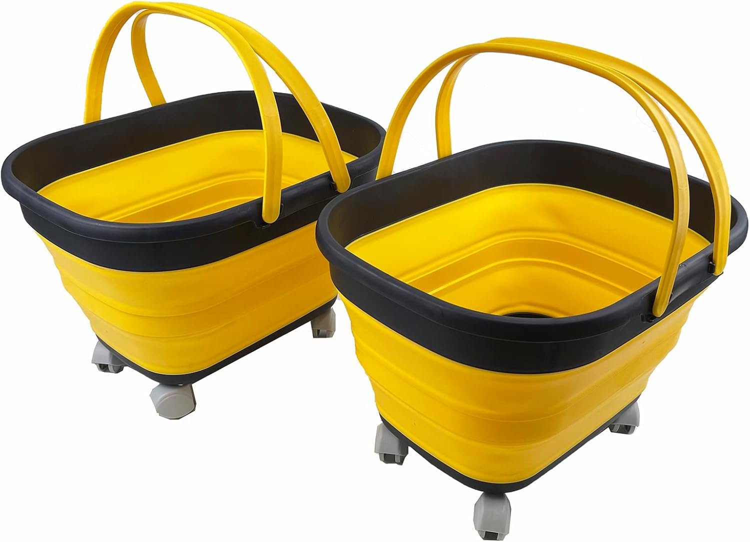 SAMMART Cesta plegable de 17 L con asa, cesta de picnic portátil al aire librecráter con ruedas giratorias de 360, bolsa de compras plegable, ahorro