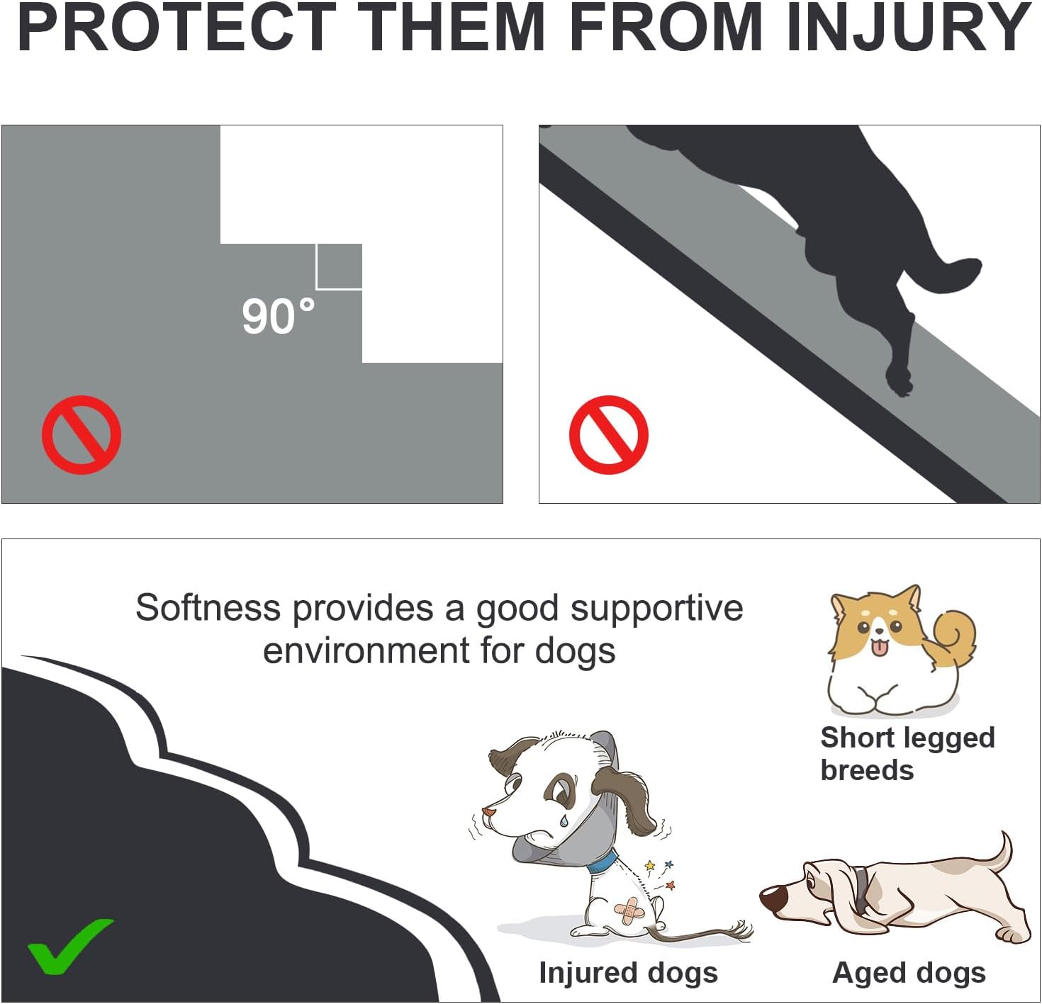 Ryoizen Rampas para escaleras para perros pequeñosmedianos hasta camas y sofás de hasta 18 pulgadas, escalón para mascotas con parte inferior