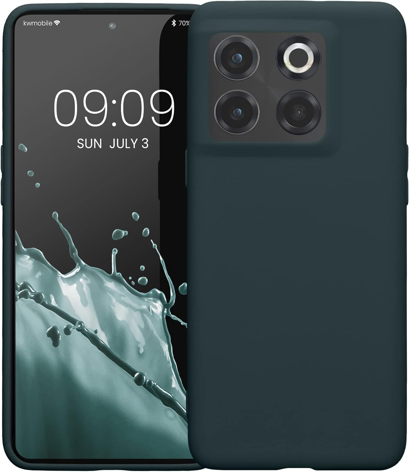kwmobile Funda compatible con OnePlus 10T 5G – Funda protectora de silicona TPU suave y delgada – Pizarra oscura